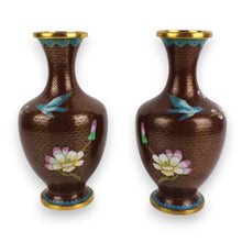 Carica l'immagine nel visualizzatore di Gallery, Coppia Piccoli vasi Cloisonnè Jingfa CINESI Vintage XX secolo