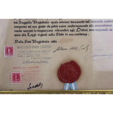 Carica l'immagine nel visualizzatore di Gallery, Diploma Nobiliare Incorniciato Sovrano Scaligero Ordine Ospitaliero Militare dei Cavalieri della Concordia anni 50'