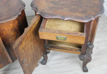 Carica l'immagine nel visualizzatore di Gallery, Coppia di Comodini in Legno di Noce Anni '30