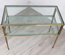 Carica l'immagine nel visualizzatore di Gallery, Tavolino da salotto in ottone e vetro vintage anni '70