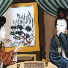 Carica l'immagine nel visualizzatore di Gallery, Dipinto su Vetro Inverso Cinese Vintage CHINESE REVERSE GLASS PAINTING