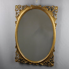 Carica l'immagine nel visualizzatore di Gallery, Specchio Ovale con Cornice in Legno Dorata Vintage D'Epoca Antico Stile Liberty - Ghetto Luxury Milan