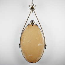 Carica l&#39;immagine nel visualizzatore di Gallery, Specchio Ovale in Ottone Antico Vintage D&#39;Epoca &#39;900 con Effetto Corda Intrecciata
