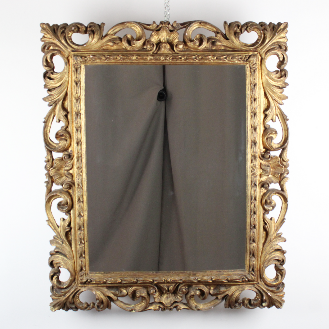 Grande Specchio Con Cornice in Legno Dorata XX Secolo