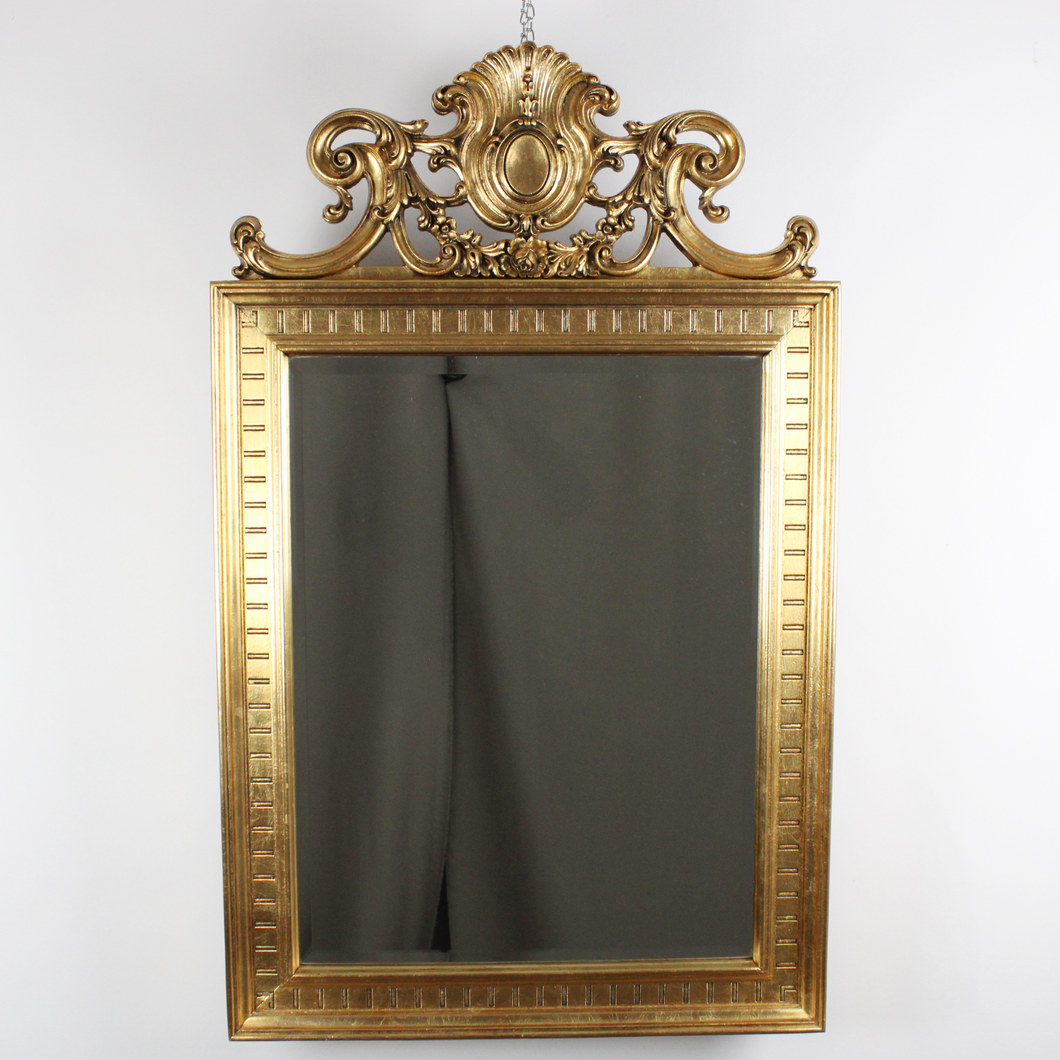 Specchio Con Cornice Rettangolare in Legno DORATA in Stile Barocco Vintage D'Epoca '900