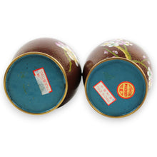Carica l&#39;immagine nel visualizzatore di Gallery, Coppia Piccoli vasi Cloisonnè Jingfa CINESI Vintage XX secolo
