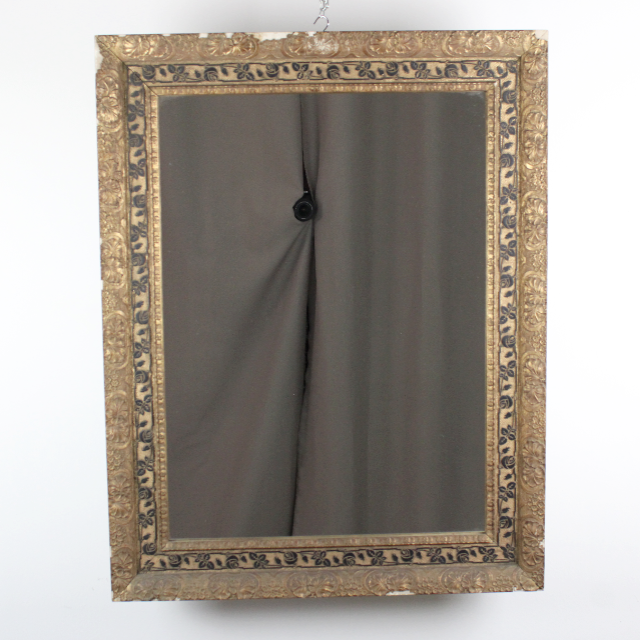 Specchio Rettangolare D'Epoca '900 con Cornice in Legno Dorata