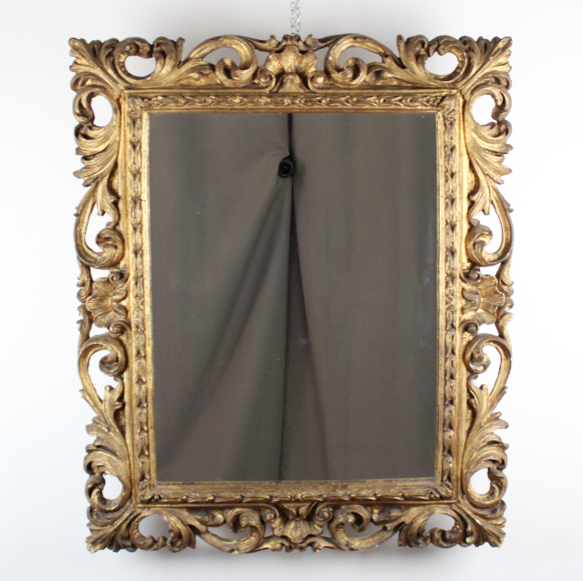 Grande Specchio Con Cornice in Legno Dorata XX Secolo