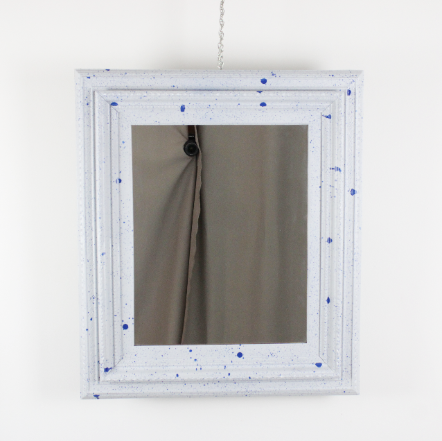 Specchio vintage con Cornice Colorata Bianca e Blu