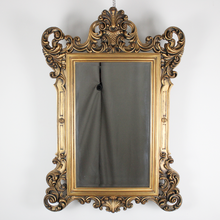 Carica l&#39;immagine nel visualizzatore di Gallery, Specchio Con Cornice Dorata Rettangolare in Legno XX Secolo
