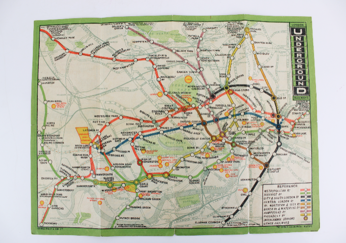 London's Guiding Star Map of London Mappa tascabile della metropolitana 1912