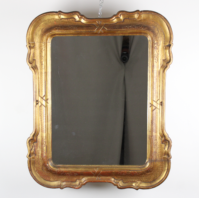 Specchio con Cornice in Legno Dorata Intagliata D'Epoca '900