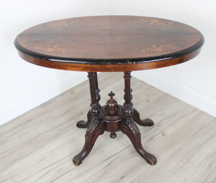 Tavolino Vittoriano Inglese da Gioco in Legno di Noce XIX Secolo