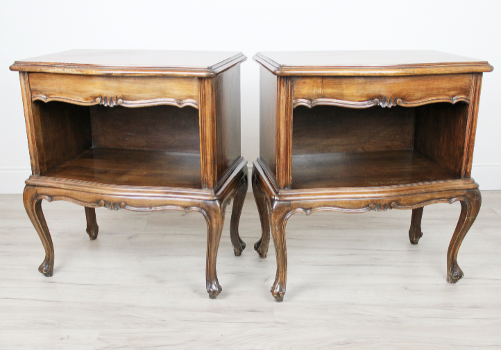 Coppia di Comodini in Legno con cassetto Vintage D'Epoca Anni 40 50