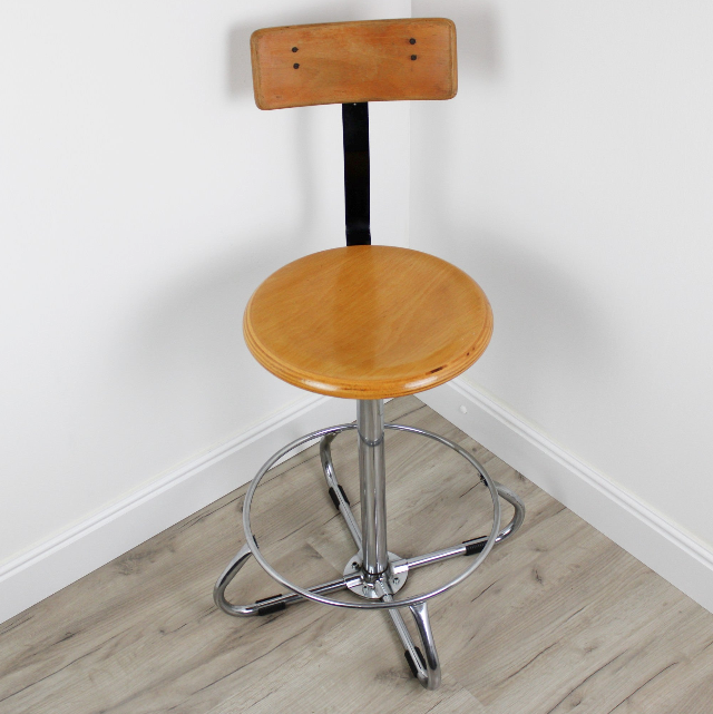 Sgabello Girevole VINTAGE Industriale MAUTREN Design ITALIANO Regolabile a Vite
