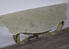 Carica l&#39;immagine nel visualizzatore di Gallery, Entratina Console in Legno Bianco Panna Dettagli Dorati con Marmo Vintage Epoca
