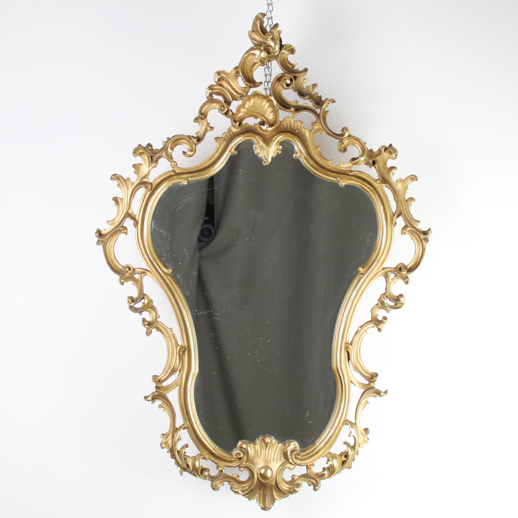 Specchio Vintage con Cornice in Legno Dorata metà XX secolo