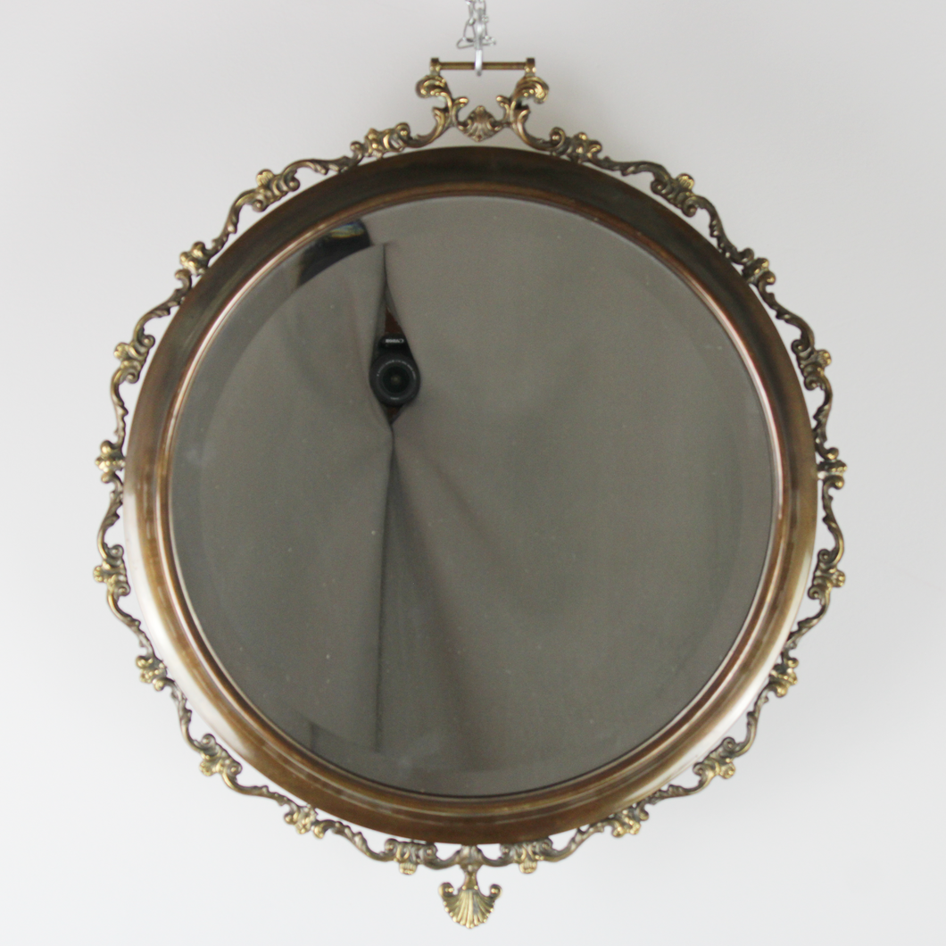 Specchio Rotondo in Ottone Vintage