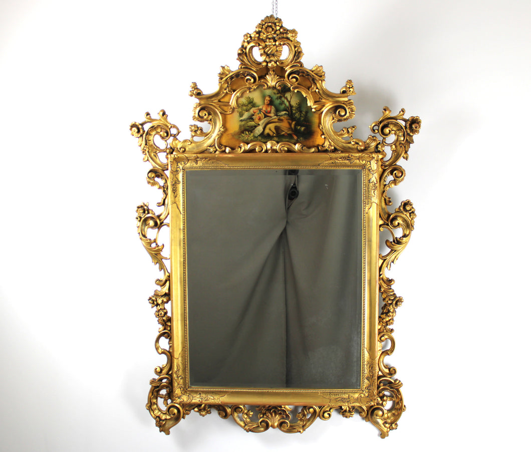 Grande Specchio Con Cornice in Legno DORATA Specchiera Barocco Vintage D'Epoca