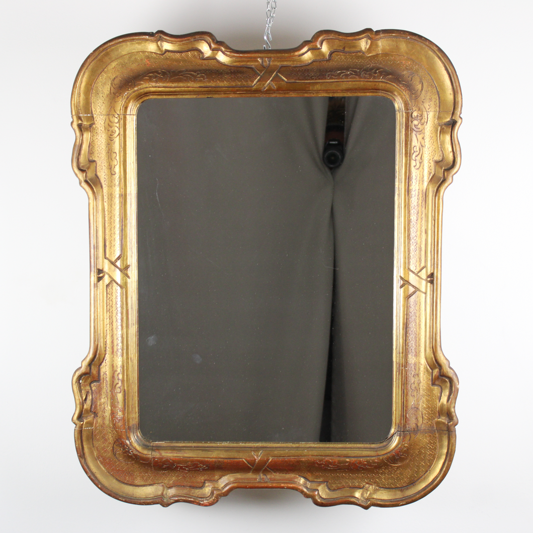 Specchio con Cornice in Legno Dorata Intagliata D'Epoca '900