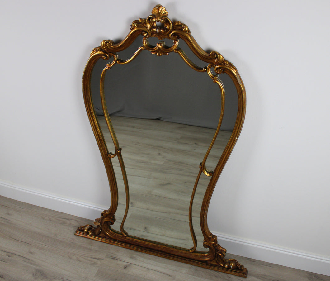 Grande Specchiera Specchio Stile Barocco con Cornice in Legno Dorata Vintage 900