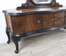 Carica l&#39;immagine nel visualizzatore di Gallery, Consolle Credenza Comò Bassa Vintage in Legno Mobile con Specchio Molato Epoca
