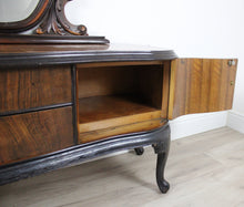 Carica l&#39;immagine nel visualizzatore di Gallery, Consolle Credenza Comò Bassa Vintage in Legno Mobile con Specchio Molato Epoca
