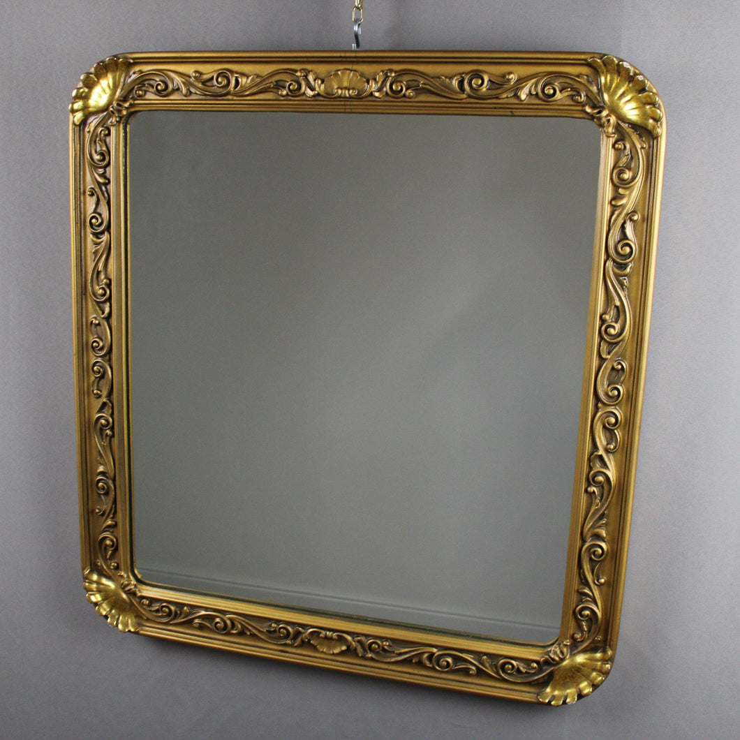 Specchio Specchiera Vintage con Cornice in Legno Dorata Intarsiata D'Epoca '900 - Ghetto Luxury Milan
