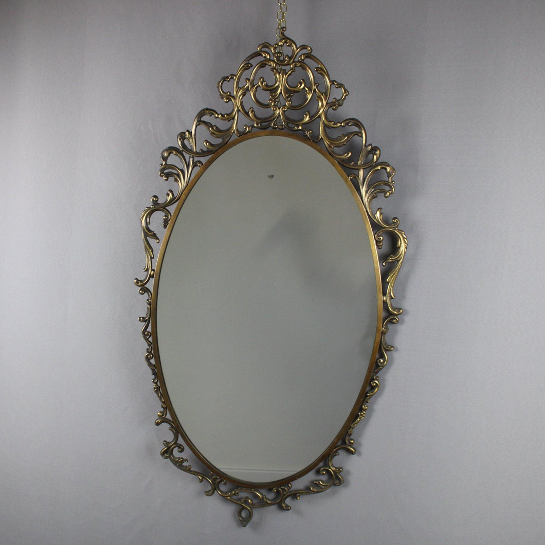 Specchio Ovale in Ottone Antico Vintage D'Epoca '900 Stile Barocco Specchiera - Ghetto Luxury Milan
