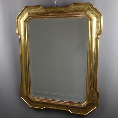 Specchio Molato con Cornice in Legno Dorata Intagliata D'Epoca Vintage Antico - Ghetto Luxury Milan